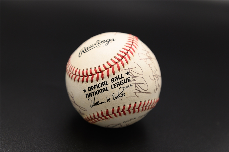 1990 Phillies Team-Signed Baseball w. 17 Autographs Inc. Daulton, Dykstra, Kruk, Dale Murphy, +
