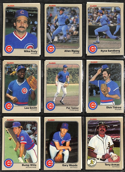 Lot of (4) Baseball Card Sets - 1980 Topps (Henderson Rookie), 1981 Fleer, (2) 1983 Fleer (2 Boggs, 2 Gwynn, 2 Sandberg)