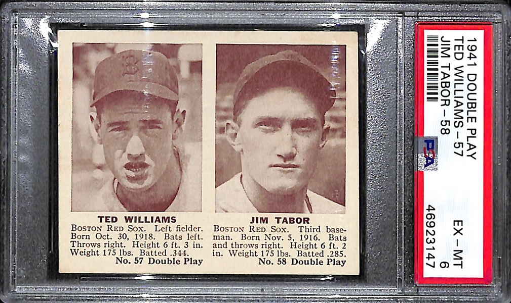 1941 Double Play Ted Williams & Jim Tabor #57/58 Graded PSA 6
