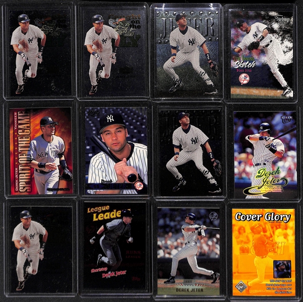 2 Row Box w. Over 200 Derek Jeter Cards - Mostly Base and Insert Cards from the 1990s and 2000s