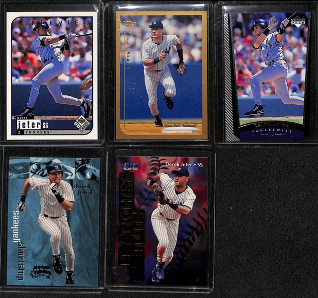 2 Row Box w. Over 200 Derek Jeter Cards - Mostly Base and Insert Cards from the 1990s and 2000s