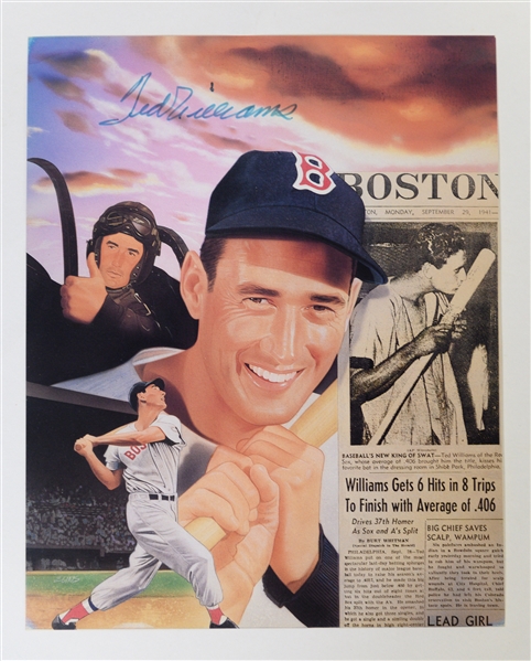 Ted Williams Signed 8x10 Photo (Nice Art Collage Image) w. JSA Auction Letter of Authenticity