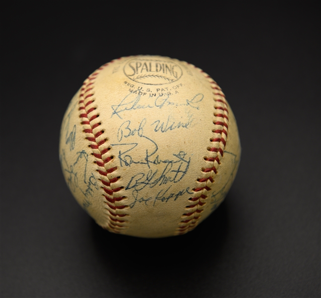 1961 Phillies Team-Signed Baseball (28 Signatures) w. Roberts Roberts (JSA Auction LOA) on a Vintage Spalding Official NL Baseball