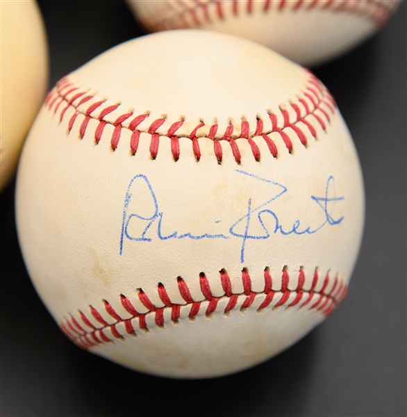 Lot of (6) Single-Signed Phillies-Related Baseballs w/ Roberts, Carlton Bowa, Muholland/Greene Dual No-Hitters, Dykstra, Garber (JSA Auction Letter)
