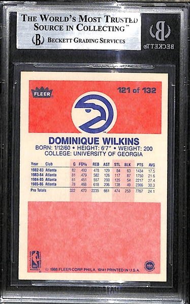 1986-87 Fleer Dominique Wilkins #121 Rookie Card Graded BGS 9 Mint
