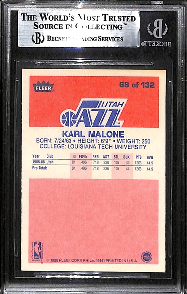 1986-87 Fleer Karl Malone #68 Rookie Card Graded BGS 9 Mint
