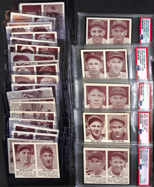 1941 Double Play Lot - 29 Cards in Set (All Between #65/66 and 149/150) w/ 5 Graded Cards (Dickey/Rolfe, Ruffing/Gordon, Appling/Tresh, Priddy/Murphy, Crosetti/Sturm)