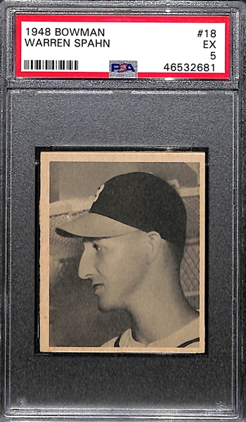 1948 Bowman Warren Spahn Rookie Card Graded PSA 5