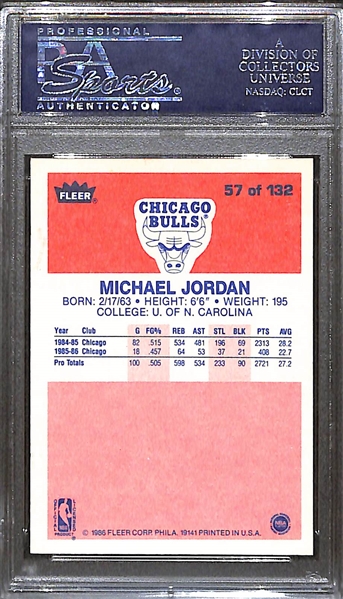1986-87 Fleer Michael Jordan #57 Rookie Card PSA 6 - Nicely Centered!