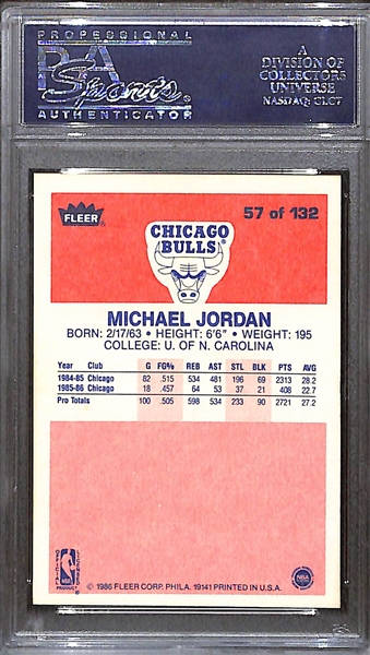 1986-87 Fleer Michael Jordan #57 Rookie Card PSA 5- Great Eye Appeal & Centering!