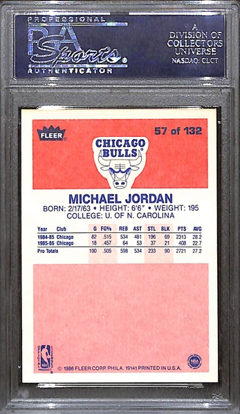 1986-87 Fleer Michael Jordan #57 Rookie Card PSA 3 (Presents Higher Than the Grade)