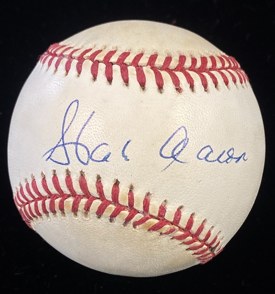 Hank Aaron Signed Baseball - JSA Auction Letter