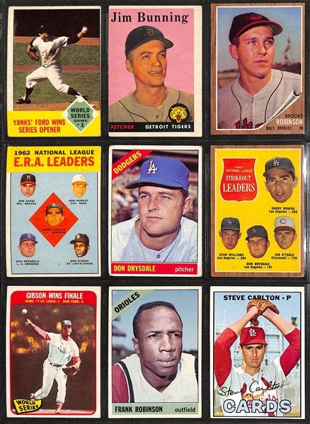  Lot of (200+) Assorted Late 1950s/1960s Topps Baseball Cards w. 1962 Brooks Robinson