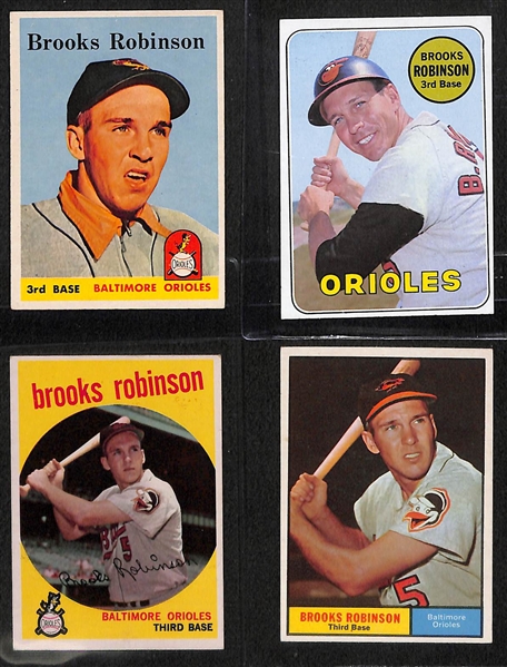 Lot of (11) 1950s & 1960s Topps Brooks Robinson Cards
