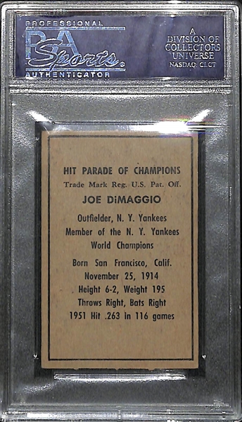 Rare 1952 Berk Ross Joe DiMaggio Graded PSA 5.5 EX+ (Joe DiMaggio's Last Playing Era Card - 1951 Was His Final Year)