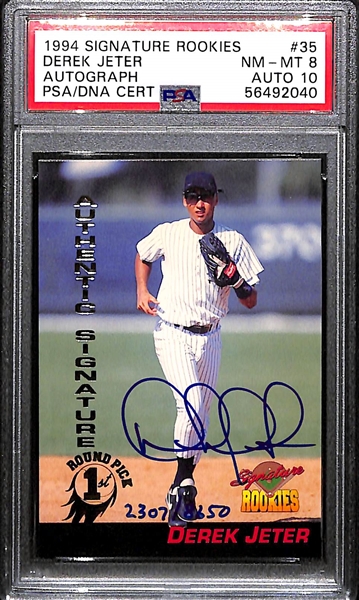 1994 Signature Rookies Derek Jeter Autograph Card (#2307/8650) Graded PSA 8 (Auto Grade 10)