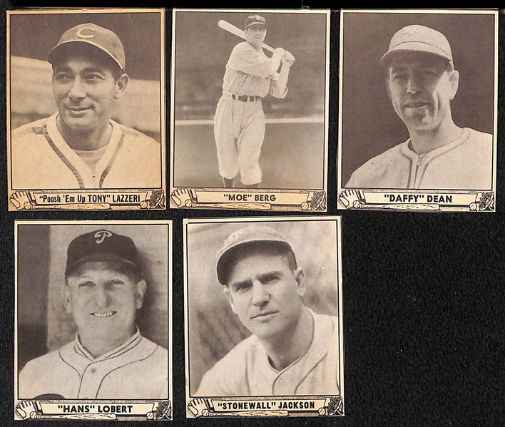 Lot of (50) Authentic/Trimmed 1940 Play Ball Cards w. Lazzeri, Berg, Daffy Dean, Lobert, Travis Jackson, +