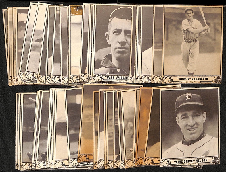 Lot of (50) Authentic/Trimmed 1940 Play Ball Cards w. Lavagetto, Berg, Chubby Dean, Dykes, +