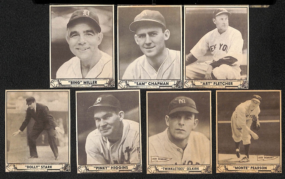 Lot of (71) Authentic/Trimmed 1940 Play Ball Cards w. Bing Miller, Sam Chapman, Fletcher, Stark, Higgins, Selkirk, Pearson, +