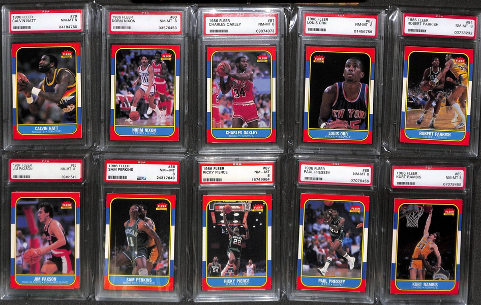 Amazing 1986-87 Fleer Basketball Card & Sticker Set - All 132 Cards & 11 Stickers are Graded PSA 8 - Includes Michael Jordan Rookie Card and Rookie Sticker
