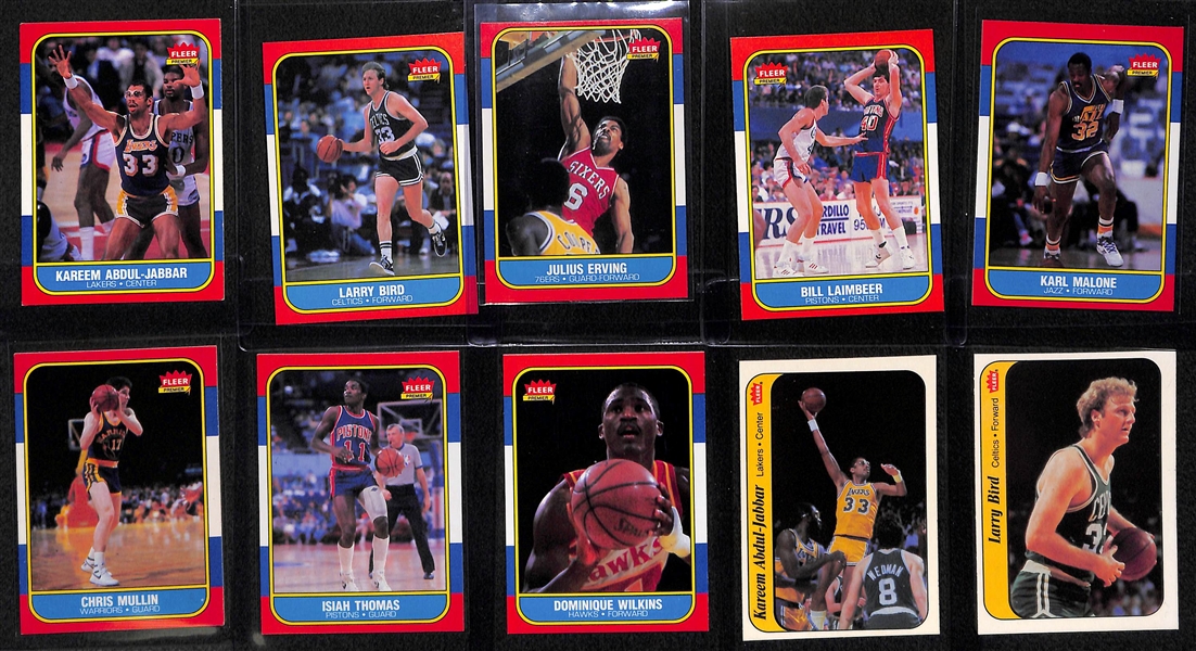 Mostly Pack-Fresh 1986-87 Fleer Card and Sticker Set (Missing Jordan Card and Sticker) - w. 7 BGS Graded Cards (Grades between 8 and 9) - 131 of 132 Cards and 10 of 11 Stickers