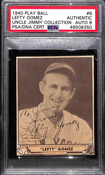 1940 Play Ball Lefty Gomez #6 PSA Authentic (Autograph Grade 8)