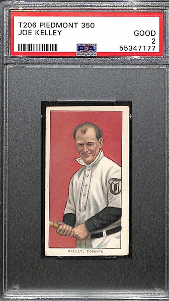 1909-11 T206 Joe Kelley, Toronto (HOF) Tobacco Card Graded PSA 2 (Piedmont 350, Factory No. 25)