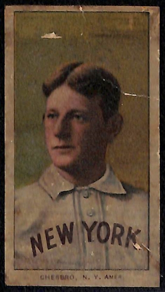 (2) 1909-11 T206 Jack Chesbro, NY Yankees (HOF) Tobacco Cards - (1) PSA 1 and (1) Authentic/Trimmed