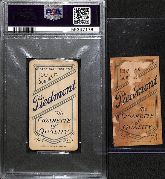 (2) 1909-11 T206 Jack Chesbro, NY Yankees (HOF) Tobacco Cards - (1) PSA 1 and (1) Authentic/Trimmed