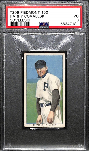 1909-11 T206 Harry Covaleski (Phillies) Tobacco Card Graded PSA 3 Piedmont 150, Factory No. 25)
