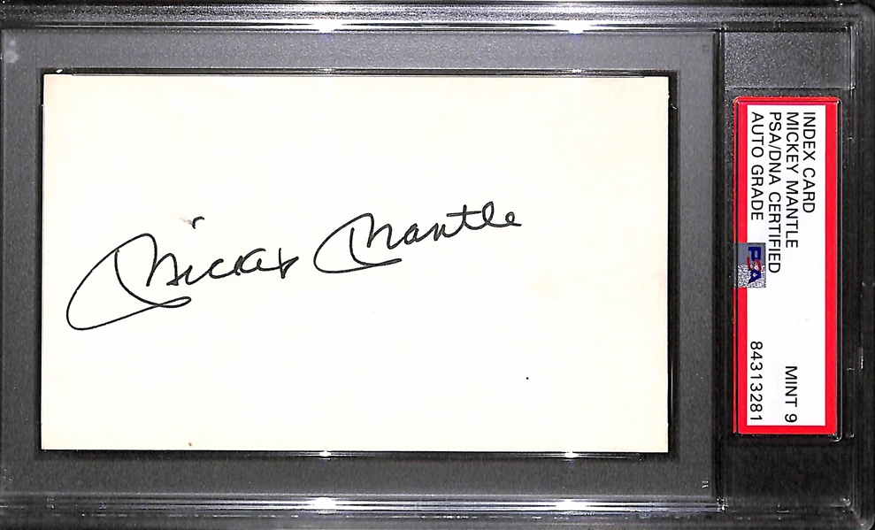 Mickey Mantle Signed Index Card - PSA/DNA Encased w. Autograph Grade 9