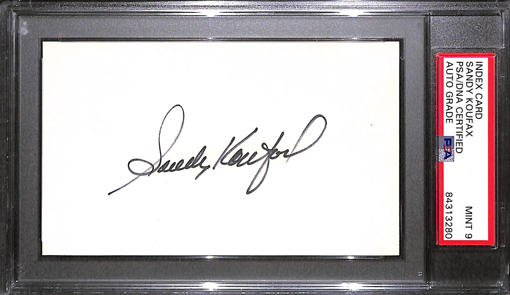 Sandy Koufax Signed Index Card - PSA/DNA Encased w. Autograph Grade 9