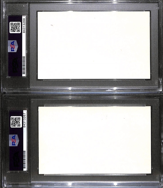 Lot of (2) PSA/DNA-Encased Signed Index Cards - Hank Aaron (Auto Grade 8) & Joe DiMaggio (Auto Graded 10)