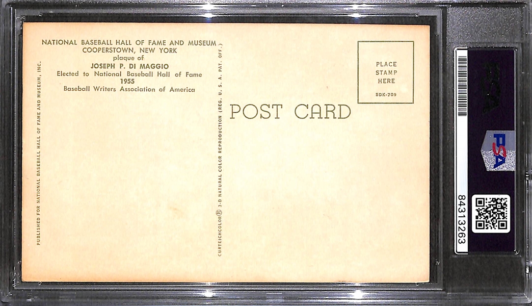 Joe DiMaggio Signed Baseball HOF Plaque Card - PSA/DNA Encased w. Autograph Grade 8