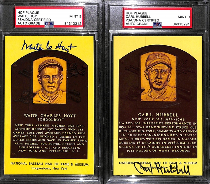 Lot of (6) PSA/DNA Slabbed HOF Plaque Cards (Musial, Grove, Hoyt, Hubbell, Medwick, Carey)