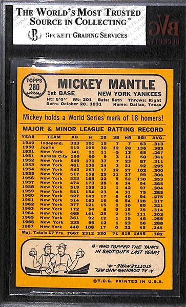 1968 Topps Mickey Mantle #280 Graded Beckett BVG 8 NM-MT