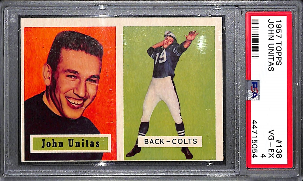 Pack Fresh 1957 Topps Johnny Unitas #138 Rookie Card PSA 4 w. Amazing Eye Appeal (Near Perfect Color and Edges/Corners)