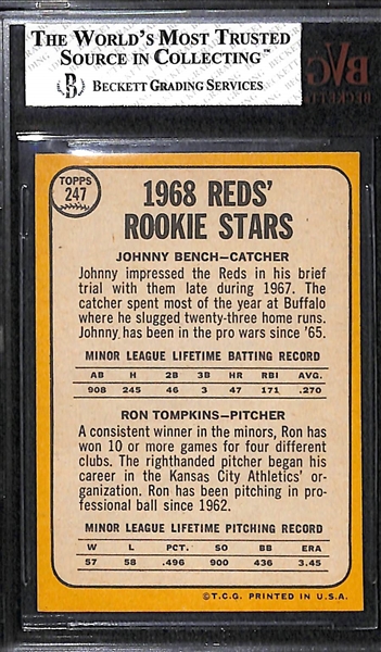 1968 Topps Johnny Bench Rookie Card #247 Graded Beckett BVG 8 NM-MT