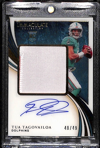 2020 Panini Immaculate Tua Tagovailoa (Dolphins) Rookie Jersey Patch Autograph #33/50