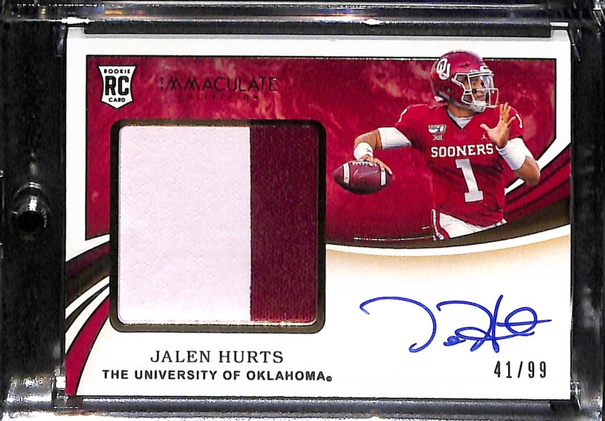 2020 Panini Immaculate Collegiate Lot - CeeDee Lamb & Jerry Jeudy Dual Auto (#4/10) and Jalen Hurts Rookie Patch Autograph (#41/99)