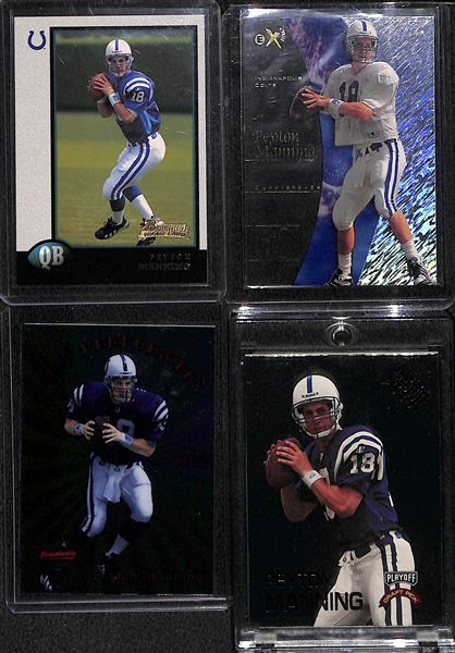 (4) Peyton Manning Rookie Cards - Bowman EX-2001, Bowman's Best Performers, Playoff Absolute Draft Picks