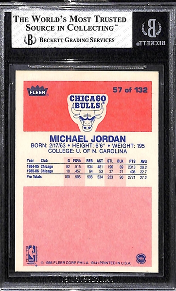 1986-87 Fleer Michael Jordan #57 Rookie Card Graded BGS 8 NM-MT