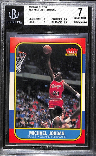 1986-87 Fleer Michael Jordan #57 Rookie Card Graded BGS 7 NM