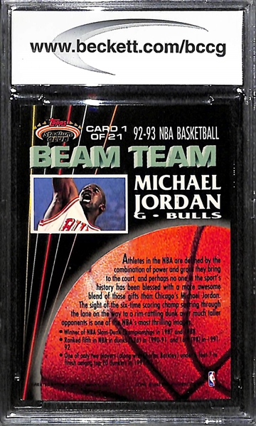 1992-93 Stadium Club Michael Jordan Beam Team #1 Graded Beckett BCCG 10 (Mint or Better)