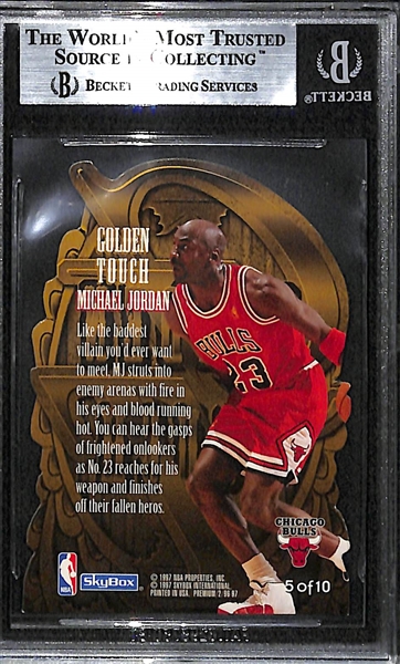 Rare 1996-97 Skybox Premium Golden Touch Michael Jordan #5 Insert Graded BGS 9 Mint