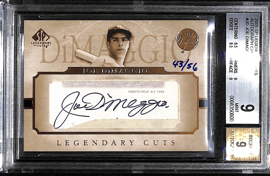 2005 SP Legendary Cuts Joe DiMaggio Cut Autograph #43/56 Graded BGS 9 (w/ 9 Auto Grade)