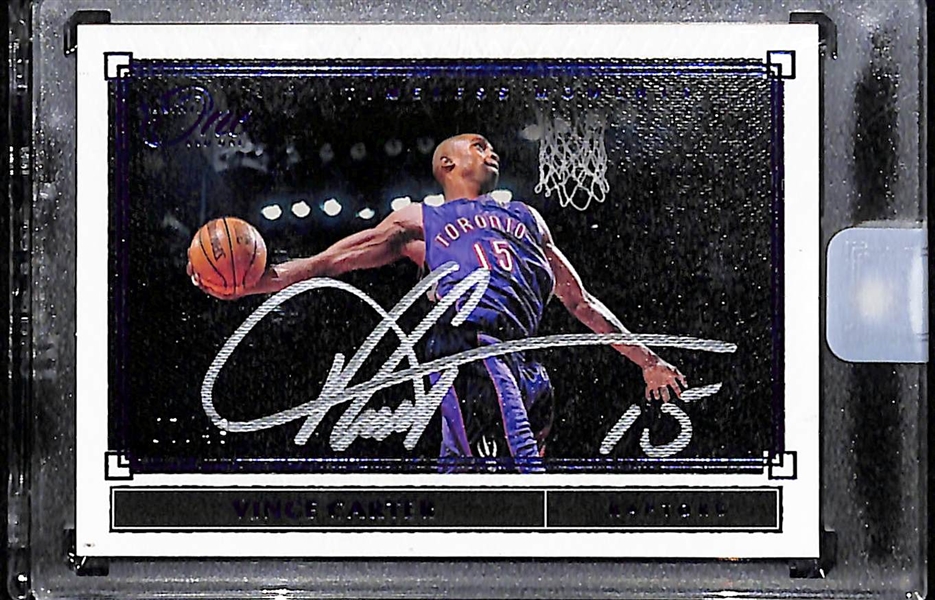 HOT! 2019-20 Panini One and One Timeless Moments Vince Carter Autograph (Blue) #ed 7/49