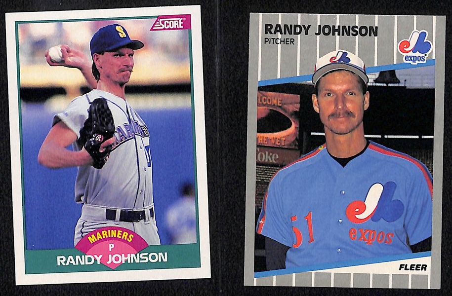 Lot of (60) 1989 Randy Johnson Rookie Cards (43 Score Traded, 3 Fleer, 2 Score, 11 Donruss)
