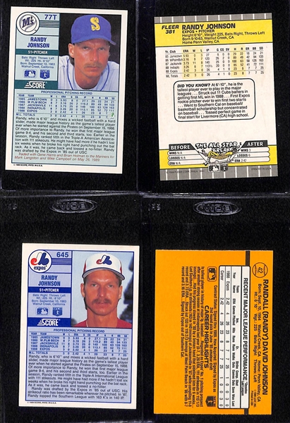Lot of (60) 1989 Randy Johnson Rookie Cards (43 Score Traded, 3 Fleer, 2 Score, 11 Donruss)
