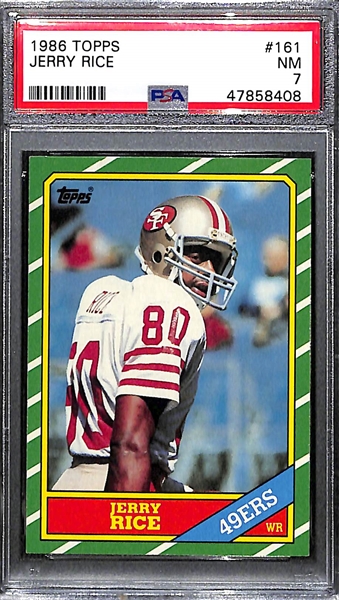 1986 Topps Jerry Rice #161 Rookie Card Graded PSA 7 NM